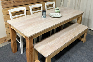 6ft Oak Table with Chairs and Bench (White Wash Oak, Golden Pecan)