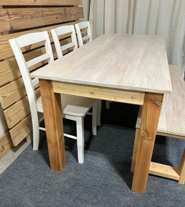 6ft Oak Table with Chairs and Bench (White Wash Oak, Golden Pecan)