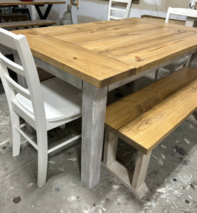 5ft Classic Farmhouse Table with Benches, Chairs, and Breadboards (Special Walnut, Distressed)