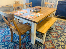 Load image into Gallery viewer, 5ft Classic Farmhouse Table with X Back Chairs and Bench (Early American, White)

