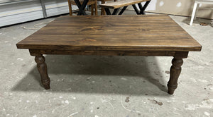 Large Farmhouse Turned Leg Coffee Table (Dark Walnut)