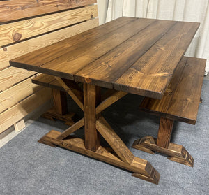 6ft Classic Trestle Table With Benches (All Provincial)