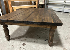Large Farmhouse Turned Leg Coffee Table (Dark Walnut)