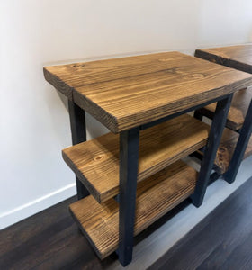 Farmhouse Ladder Style End Tables - Provincial, True Black - Wooden Living Room Furniture or Bedroom Nightstands