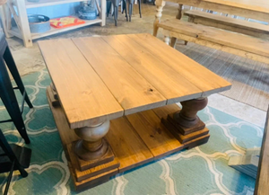 Large Farmhouse Style Coffee Square Table (Early American Brown) - Curbside Treasures LLC