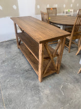 Load image into Gallery viewer, Rustic Wooden Farmhouse Buffet Console Table (Brown Walnut Stain) - Curbside Treasures LLC

