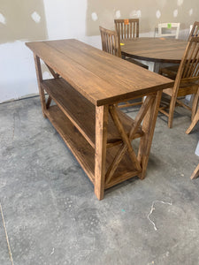 Rustic Wooden Farmhouse Buffet Console Table (Brown Walnut Stain) - Curbside Treasures LLC