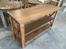 Load image into Gallery viewer, Rustic Wooden Farmhouse Buffet Console Table (Brown Walnut Stain) - Curbside Treasures LLC

