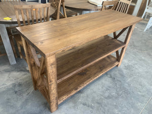 Rustic Wooden Farmhouse Buffet Console Table (Brown Walnut Stain) - Curbside Treasures LLC