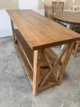 Load image into Gallery viewer, Rustic Wooden Farmhouse Buffet Console Table (Brown Walnut Stain) - Curbside Treasures LLC

