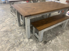 Load image into Gallery viewer, Rustic Wooden Farmhouse Table Set with Benches (Provincial Brown) - Curbside Treasures LLC
