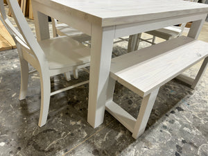 5ft Classic Farmhouse Table with Bench and Chairs (White)