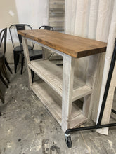 Load image into Gallery viewer, Narrow Farmhouse Bookcase or Console Table (Early American, Distressed White)
