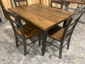 4ft Modern Farmhouse Table with Turned Legs and Chairs (True Black, Provincial)