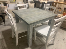 Load image into Gallery viewer, Square Farmhouse Table with Chairs (Gray White Wash, Distressed White)
