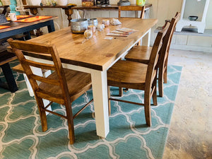 Farmhouse Dining Set - Bench Seating - Early American, Antique White - Wooden Kitchen or Dining Room Table - Rustic Farmhouse Style