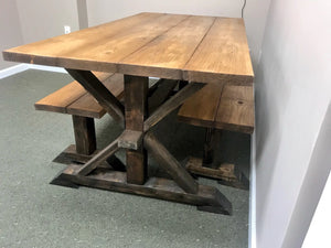 Classic Pedestal Table With Benches (Espresso, Early American)