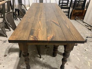 6ft Narrow Farmhouse Table with Bench and Metal Chairs (Dark Walnut)
