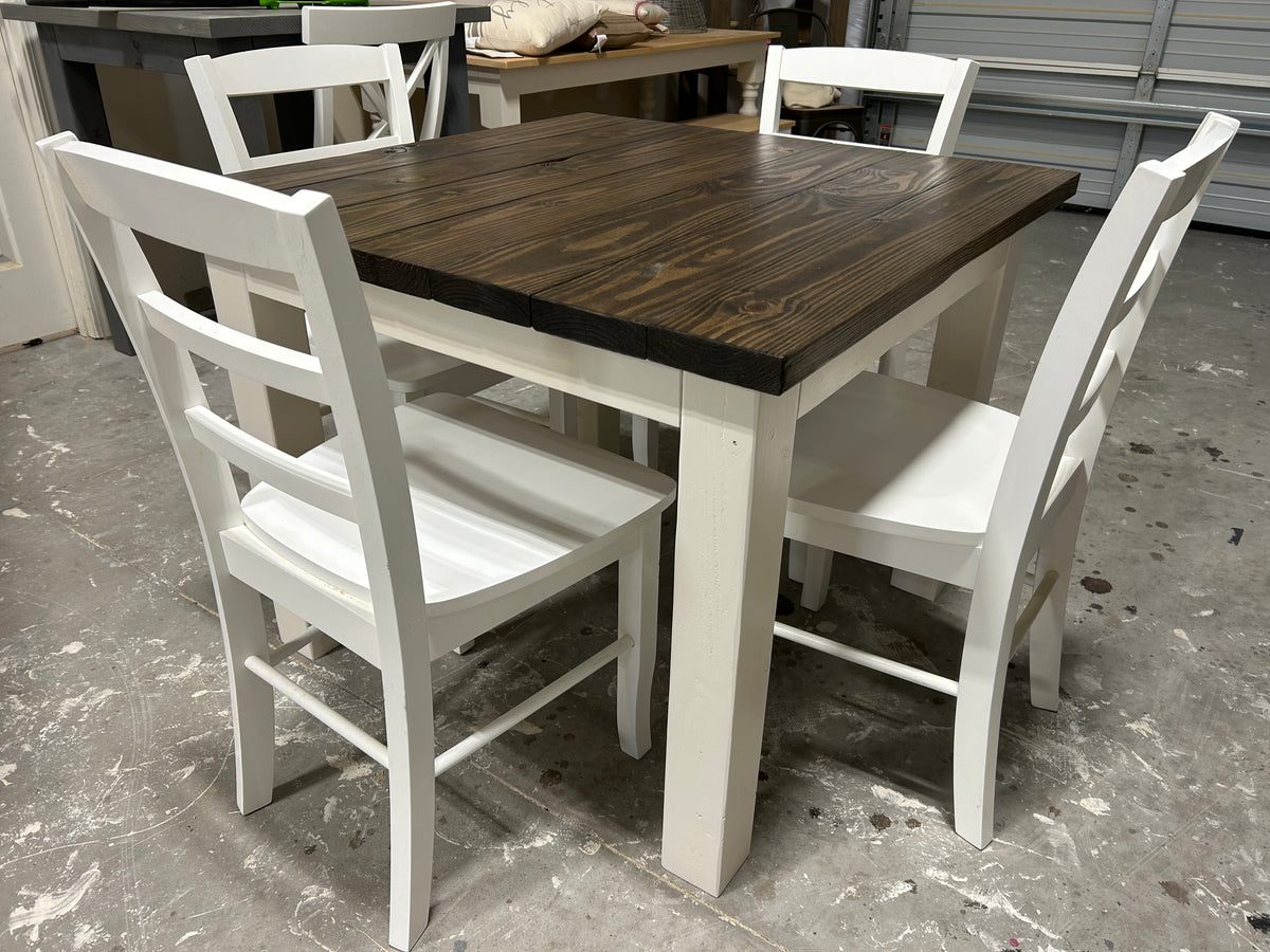 Rustic Square Farmhouse Table - With Chairs - Handcrafted from Wood ...