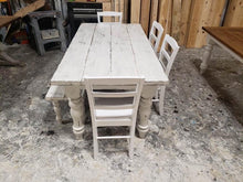 Load image into Gallery viewer, 6ft Chunky Turned Leg Table with Chairs and Bench (Weathered White)
