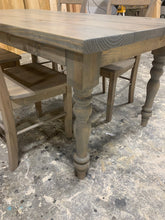 Load image into Gallery viewer, 6ft Turned Leg Farmhouse Table with Chairs (Classic Gray)
