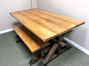Classic Pedestal Table With Benches (Espresso, Early American)