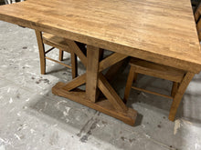 Load image into Gallery viewer, Extendable Trestle Farmhouse Table Two Leaf with Chairs (Provincial)
