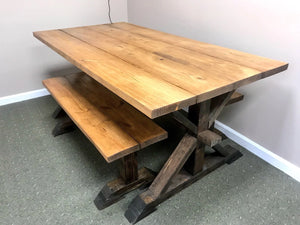 Classic Pedestal Table With Benches (Espresso, Early American)