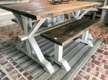 Load image into Gallery viewer, 6ft Classic Pedestal Table With Benches (Provincial, Distressed White)
