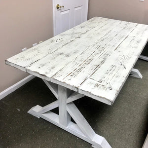 6ft Classic Pedestal Table (Weathered White)