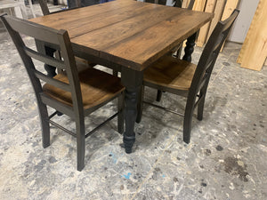 4ft Modern Farmhouse Table with Turned Legs and Chairs (True Black, Provincial)
