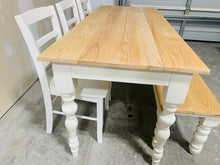 Load image into Gallery viewer, 6ft Narrow Oak Rustic Farmhouse Table with Turned Legs (Natural Oak, White)
