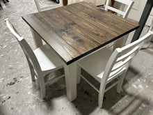 Load image into Gallery viewer, Square Farmhouse Table with Chairs (Dark Walnut, White)
