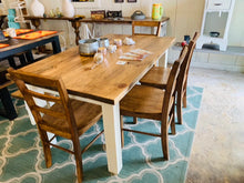 Load image into Gallery viewer, Farmhouse Dining Set - Bench Seating - Early American, Antique White - Wooden Kitchen or Dining Room Table - Rustic Farmhouse Style
