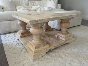 Farmhouse Coffee Table with Balustrade Legs (Simply White)