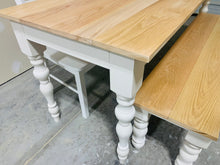 Load image into Gallery viewer, 6ft Narrow Oak Rustic Farmhouse Table with Turned Legs (Natural Oak, White)
