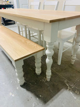 Load image into Gallery viewer, 6ft Narrow Oak Rustic Farmhouse Table with Turned Legs (Natural Oak, White)
