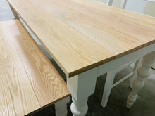 Load image into Gallery viewer, 6ft Narrow Oak Rustic Farmhouse Table with Turned Legs (Natural Oak, White)
