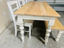Load image into Gallery viewer, 6ft Narrow Oak Rustic Farmhouse Table with Turned Legs (Natural Oak, White)
