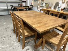 Load image into Gallery viewer, Extendable Trestle Farmhouse Table Two Leaf with Chairs (Provincial)
