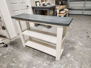 Farmhouse Console Table (Gray White Wash, Antique White)