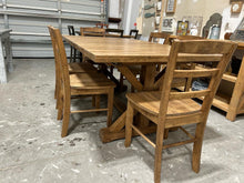 Load image into Gallery viewer, Extendable Trestle Farmhouse Table Two Leaf with Chairs (Provincial)
