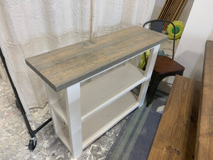 Narrow Farmhouse Bookcase or Console Table (Classic Gray, White)