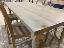 Load image into Gallery viewer, 6ft Turned Leg Farmhouse Table with Chairs (Classic Gray)
