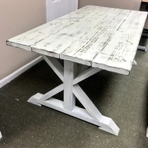 6ft Classic Pedestal Table (Weathered White)