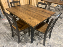 Load image into Gallery viewer, 4ft Modern Farmhouse Table with Turned Legs and Chairs (True Black, Provincial)
