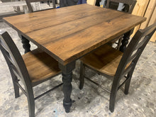 Load image into Gallery viewer, 4ft Modern Farmhouse Table with Turned Legs and Chairs (True Black, Provincial)
