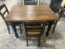Load image into Gallery viewer, 4ft Modern Farmhouse Table with Turned Legs and Chairs (True Black, Provincial)
