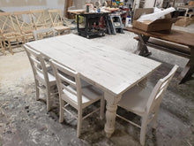 Load image into Gallery viewer, 6ft Chunky Turned Leg Table with Chairs and Bench (Weathered White)
