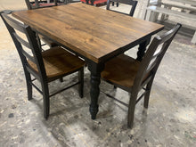 Load image into Gallery viewer, 4ft Modern Farmhouse Table with Turned Legs and Chairs (True Black, Provincial)
